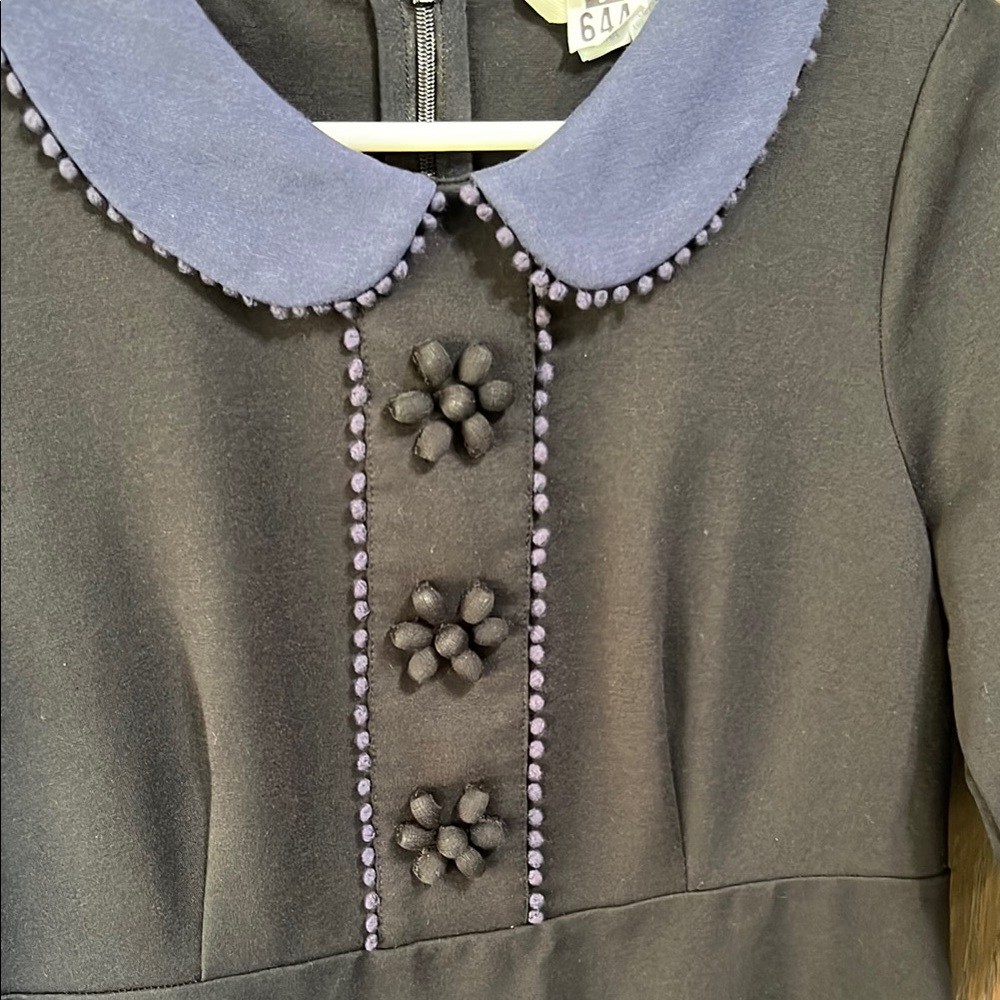 Black Dress with Navy Collar, Retro Look, Goth, 8 - Picture 3 of 9